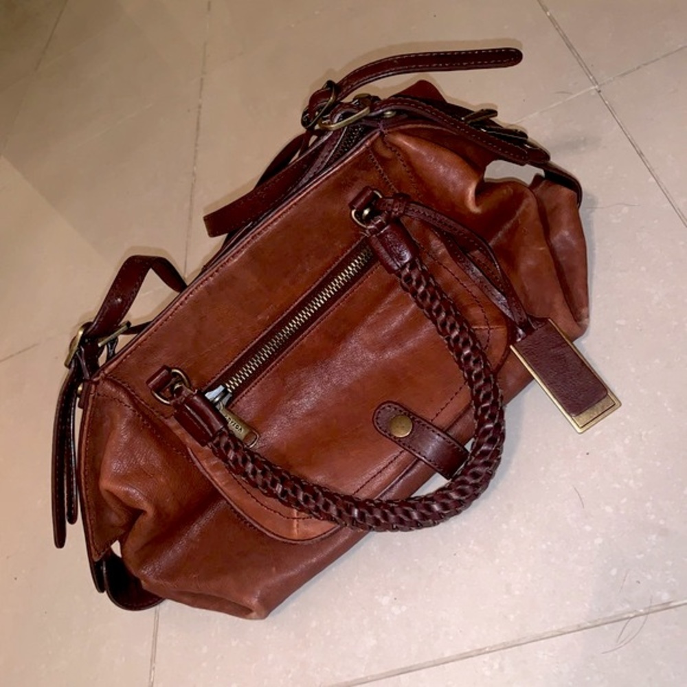 Joy Gryson “Skye” Leather Convertible Satchel Bag with Adjustable straps